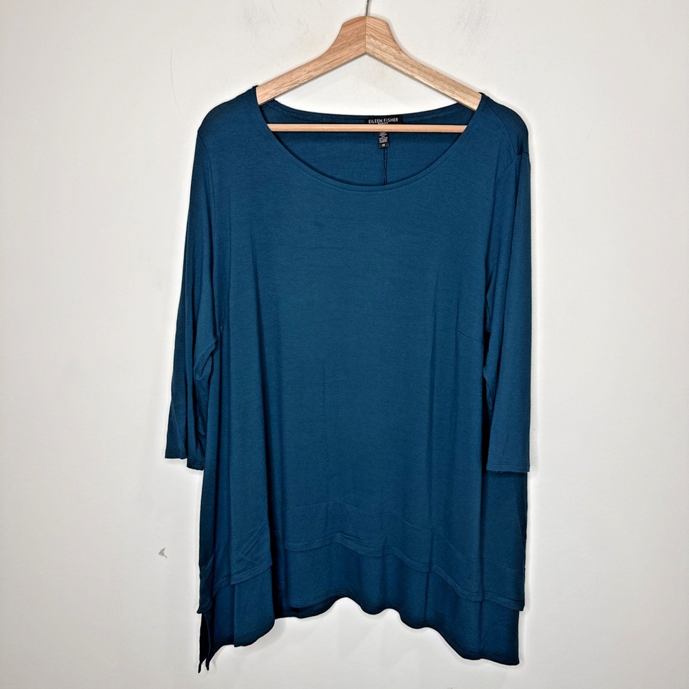 Eileen Fisher Asymmetrical Tunic Top Minimalist Essential Basic Lagenlook 1X